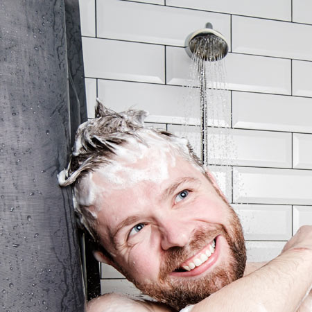 Man getting a new shower thought